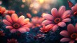 Vivid garden with blooming flowers and butterflies