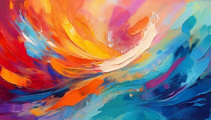 Wall Mural - abstract painting with bold brushstrokes in vibrant colors