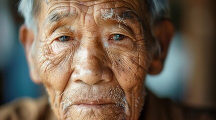 Aufkleber - Portraits capture elderly men from various ethnicities, each reflecting deep wisdom and tranquility, set against warm, soft lighting. Generative AI