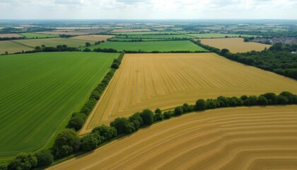 Wall Mural -  Vast fields of golden wheat under a clear sky