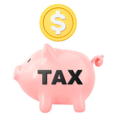 Wall Mural - Tax payment png, piggy bank, 3D finance remix, transparent background