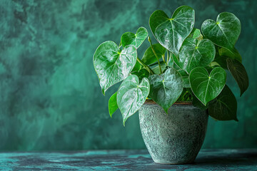 Poster - An exotic houseplant with uniquely shaped leaves, displayed in a simple pot, bringing a touch of nature indoors 