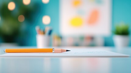 Canvas Print - A close up shot of an illustrator desk, highlighting the tools, materials, and personal items that contribute to their unique and productive work environment.