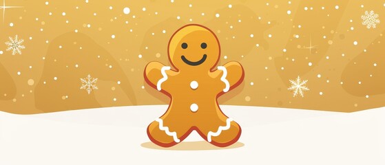 Gingerbread man flat design front view holiday theme animation vivid