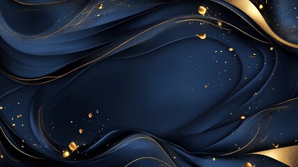 Wall Mural - Abstract Blue and Gold Swirling Background with Golden Specks