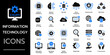 © Natawut - Information Technology icon set. cloud computing, IT manager, big data, data analytics, internet, network security and more. Solid vector icons collection