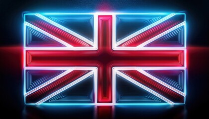 a glowing neon rendition of the british flag. a vibrant, modern take on a classic symbol.