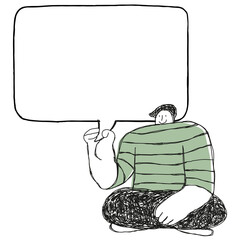 Canvas Print - Man with speech bubble transparent png