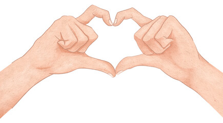 Wall Mural - cute heart hand gesture png aesthetic illustration