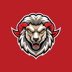 Poster - Angry sheep mascot logo icon vector design on red background