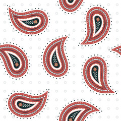 Sticker - Paisley floral background png transparent, simple pattern in red