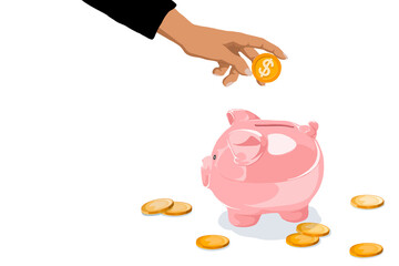 Canvas Print - Budgeting finance png transparent background, piggy bank with hand