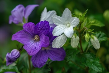 Wall Mural - Purple and white lobelia bloom