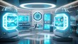 © ken_creative - medical lab with holographic displays and equipment advanced science