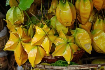 Starfruit native to tropical Southeast Asia is also called Averrhoa or Five Fingered Starfruit