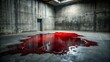© Man888 - A dark, eerie, and ominous scene featuring a large, stagnant pool of blood on a grey concrete floor, surrounded by a sense of foreboding.