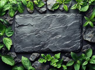 Poster - Slate Background With Greenery