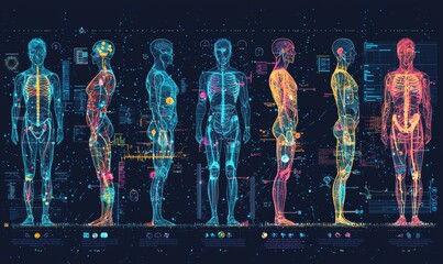 Wall Mural - Medicine Research, Human Virtual Body Diagnostics, Medical Health Care