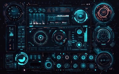 Leinwandbilder - Circle futuristic UI concept background with virtual circle technology