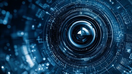 Aufkleber - Radar screen with diverse technology elements in business communication innovation concept using futuristic digital HUD technology.