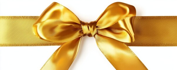 Wall Mural - Isolated golden bows with gold ribbons on transparent backgrounds