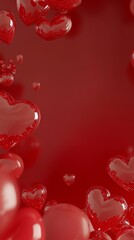 Leinwandbilder - Three-dimensional rendering of red podium background for product, symbols of love for women's holiday, Valentine's Day.