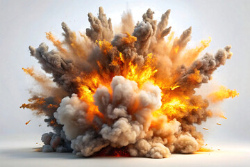 Wall Mural - fire explosion on white background