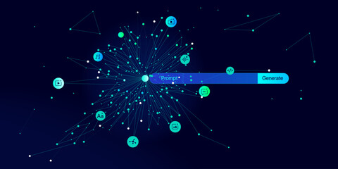 Wall Mural - illustration of abstract stream information. generate image, video from prompt concept. big data, te
