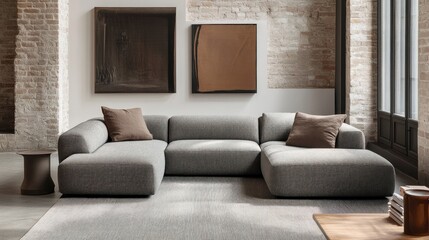 Poster - Modern Sectional Sofa in a Minimalist Living Room