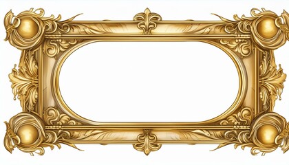 Gold vintage frame isolated on white background