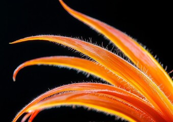 Wall Mural - A close up of an orange flower on a black background