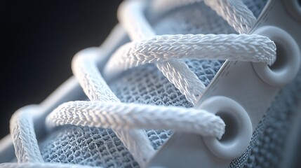 Close-Up of White Shoe Laces and Mesh