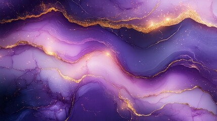 Wall Mural - Abstract Purple and Gold Swirls