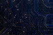 © Abstract - Abstract representation of a circuit board with glowing neon lines and geometric patterns against a dark background. The image evokes a high-tech, futuristic feel with ample copy space