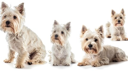 Canvas Print - A group of four West Highland White Terriers posing together.