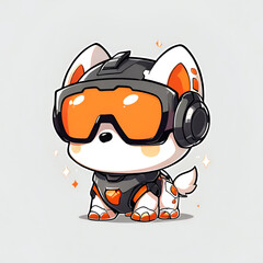 Sticker - Cute Dog with Goggles and Futuristic Armor