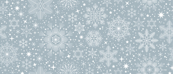 Wall Mural - blue christmas card with white snowflakes vector illustration