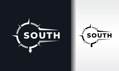 Poster - compass text direction south logo