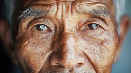 Aufkleber - An elderly man from diverse ethnicities embodies wisdom and tranquility, his expression reflecting a lifetime of experiences and stories. Generative AI