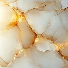 Wall Mural - An abstract art image resembling an image of natural marble with swirling patterns of beige, brown, and gold hues