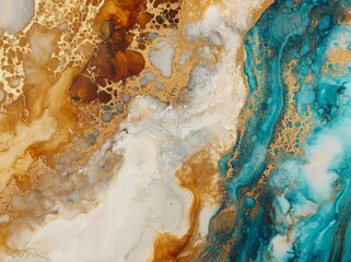 An abstract image depicting flowing gold veins in swirling marble patterns