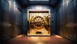 © Dina - Room with large bank safe with a golden door