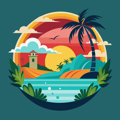 Wall Mural - Nassau Nature Sticker & T-Shirt Vector Design