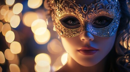 mysterious woman wearing a golden mask