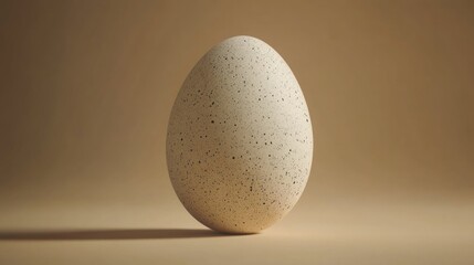 Canvas Print - A Speckled Egg Against a Beige Background