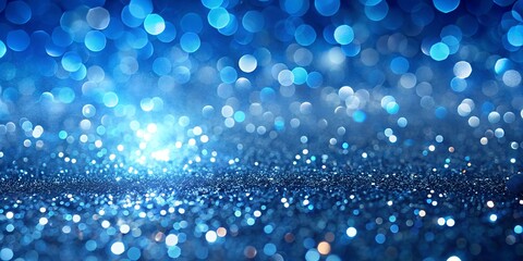 Luxurious blue background with shiny silk and glitter on bokeh. Royal blue glitter texture surface