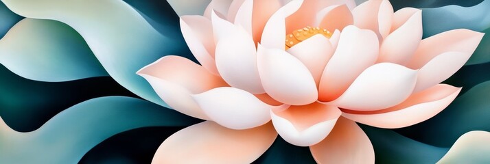 Poster - A close-up of a delicate lotus flower with soft, pale pink petals, symbolizing purity, enlightenment, beauty, peace, and rebirth. The flower is partially closed, suggesting a sense of anticipation and