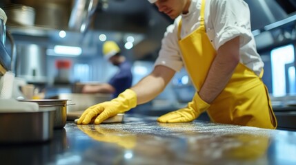 Chef Preparing Food in a Restaurant Kitchen