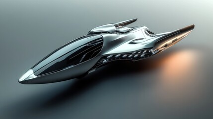 Canvas Print - Futuristic Silver Spacecraft with Sleek Design