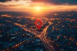 © Stanley - Glowing Location Pin Over City Map at Twilight